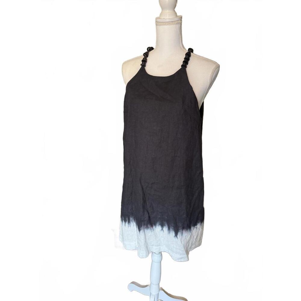Black And White Sleeveless Staud Dress With Beaded Straps, Large